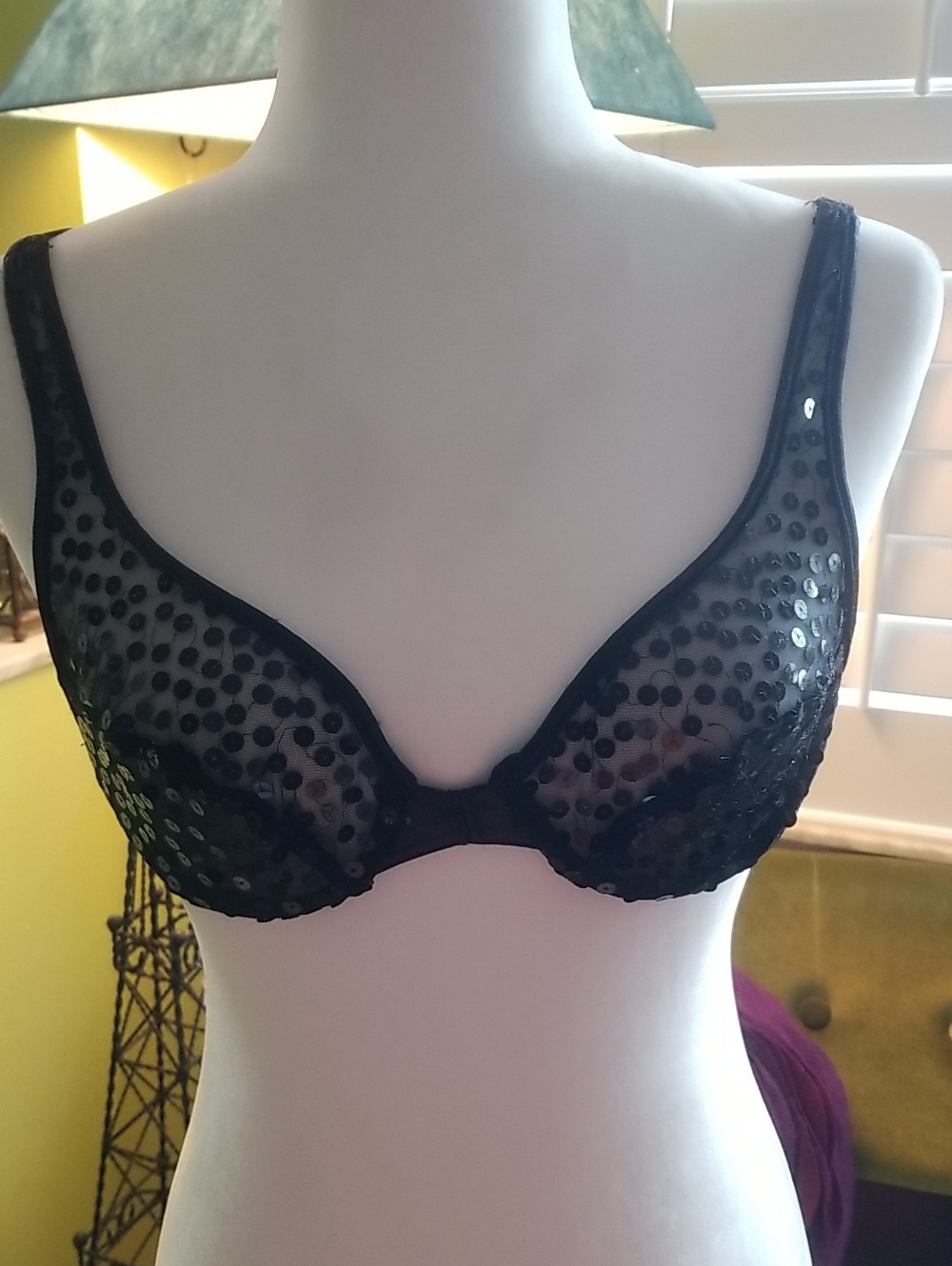 Victoria's Secret Black Sequin Underwire Bra
